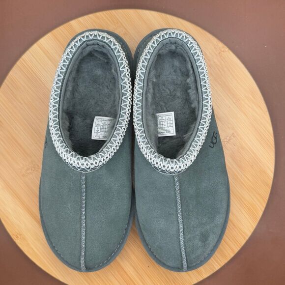 UGG TASMAN SLIPPER WOMENS US 7 CHARCOAL GRAY SUEDE/ WOOL SLIP-ON - Picture 7 of 8